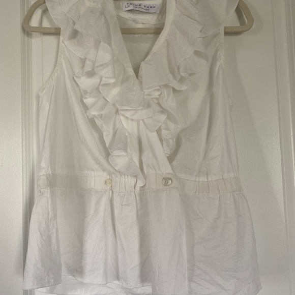 Trina Turk Ivory Ruffled Blouse - Picture 1 of 4